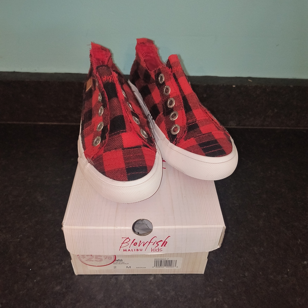 Blowfish Red and Black Plaid Sneakers
